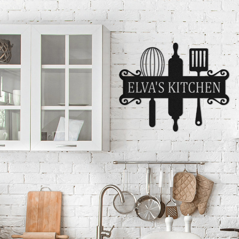 Personalized Name Kitchen Metal Monogram Sign