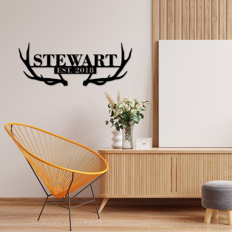 Personalized Antlers Metal Monogram Sign Wall Decor