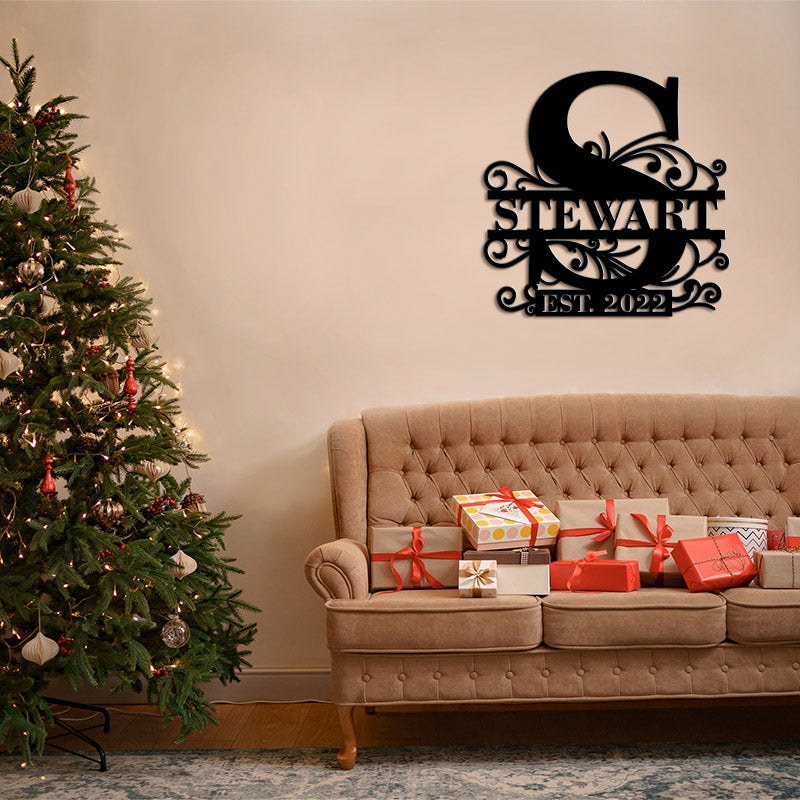 Personalized Family Lace Last Name Metal Letters Sign