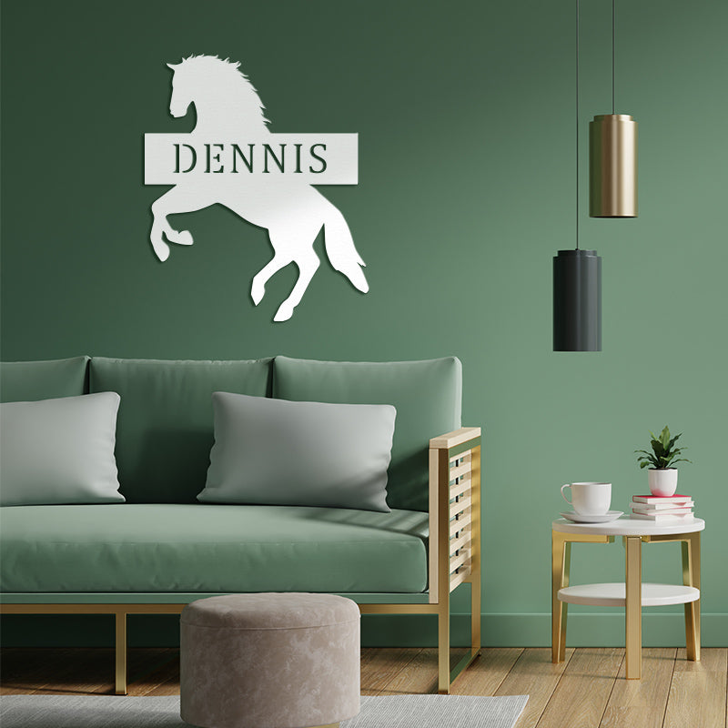 Personalized Name Monogram Metal Horse Sign For Farmhouse Decor