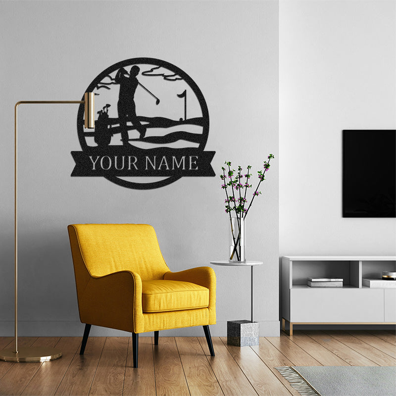 Personalized Golf Name Metal Monogram Sign