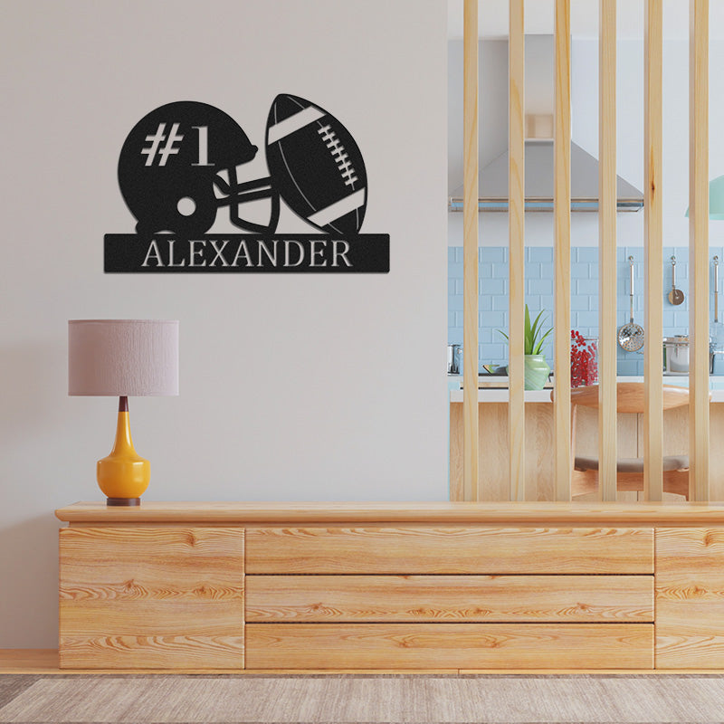 Custom Rugby Football Player Name and Number Metal Sign