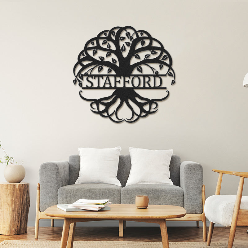 Personalized Tree Of Life Monogram Metal Sign Wall Decor
