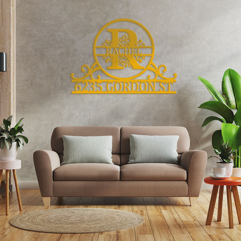 Personalized Name Monogram Metal Address Sign House Numbers