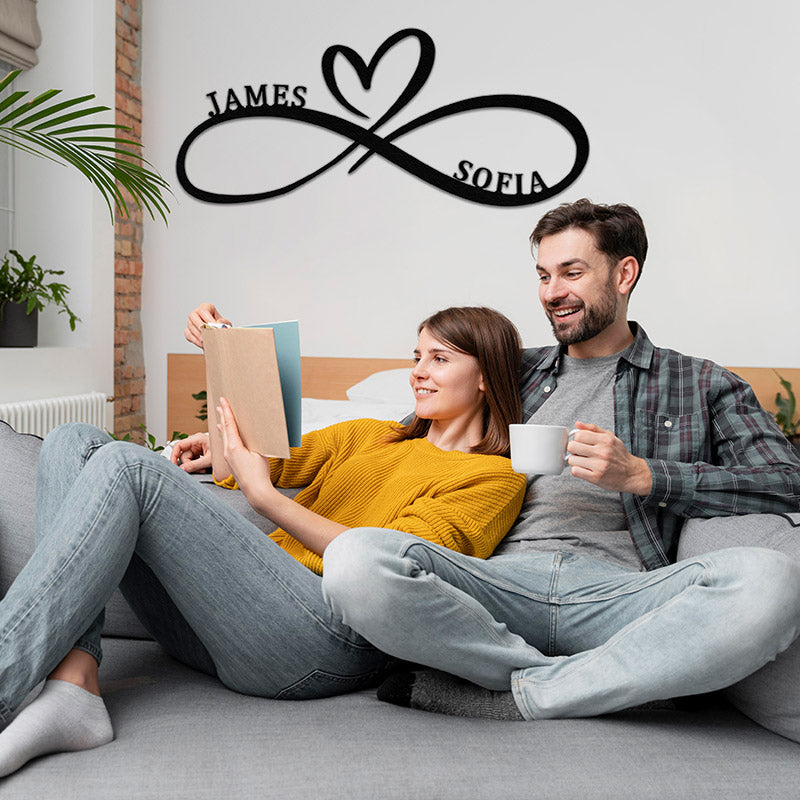 Personalized Infinity Heart Metal Name Sign for Your Love &amp; Anniversary Gift