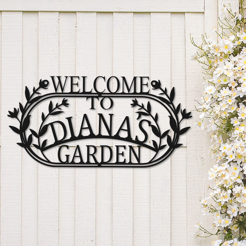 Custom Welcome Name Hanging Metal Garden Sign