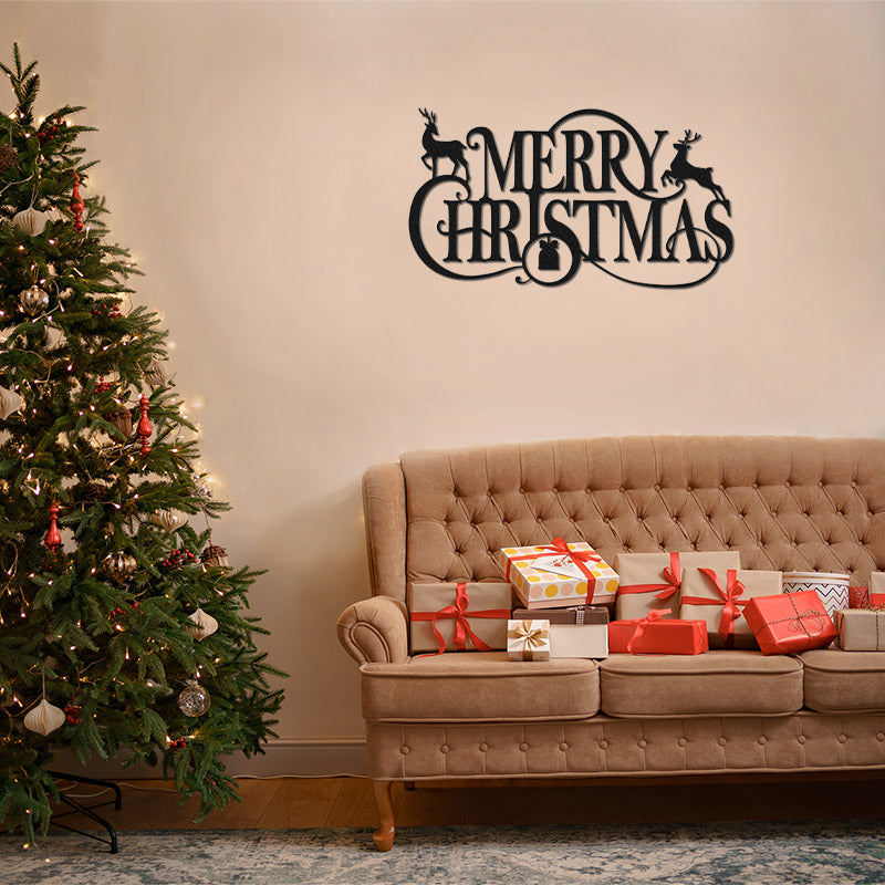 Merry Christmas Metal Wall Decor Deer Metal Sign