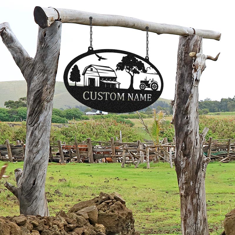 Custom Tractor Outdoor Metal Sign for Farmhouse Decor