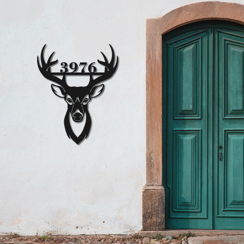 Custom Deer Head Metal Address Sign House Numbers