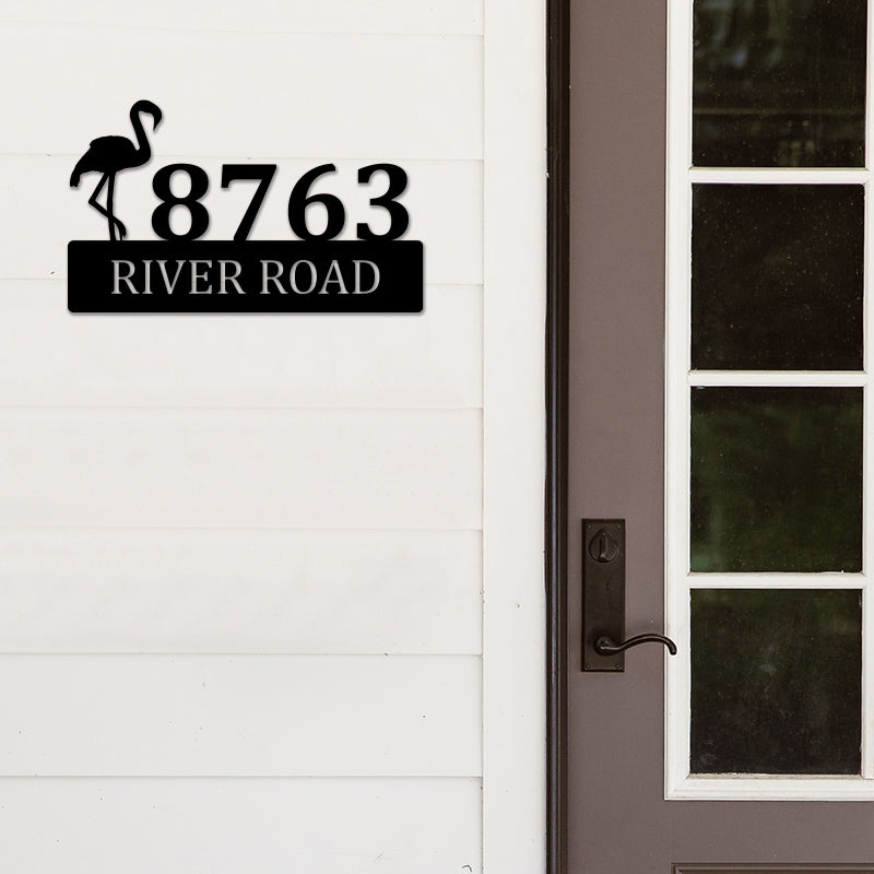 Custom Flamingo Metal Address Sign House Numbers Plaque