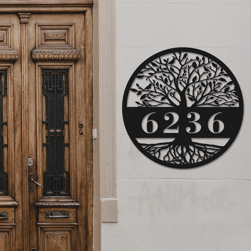 Personalized Tree Of Life Metal Address Sign House Numbers