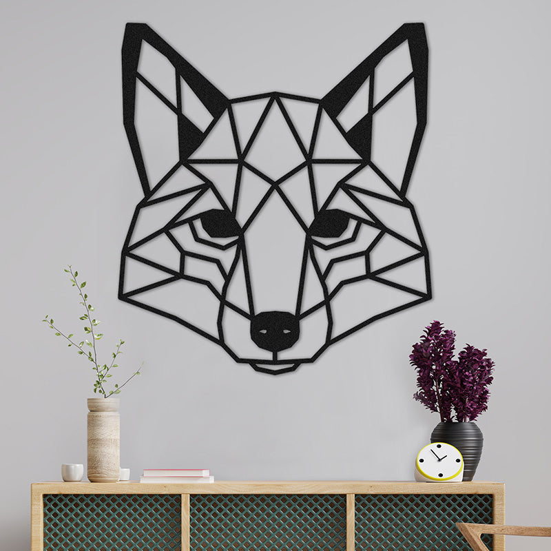 Geometric Fox Metal Wall Art for Home Decor