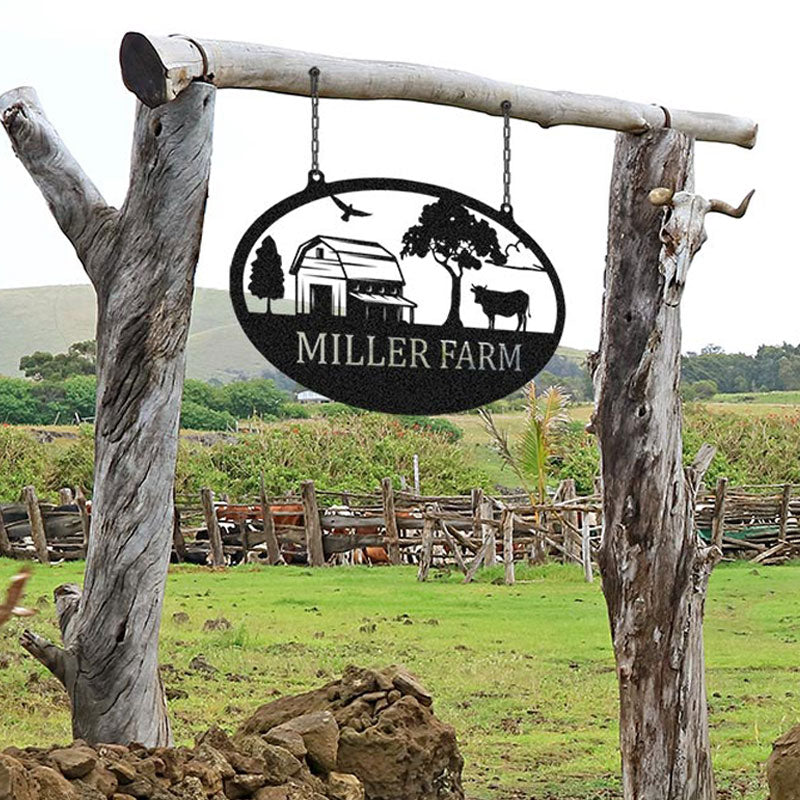 Personalized Cow Name Metal Monogram Sign for Farm Decor