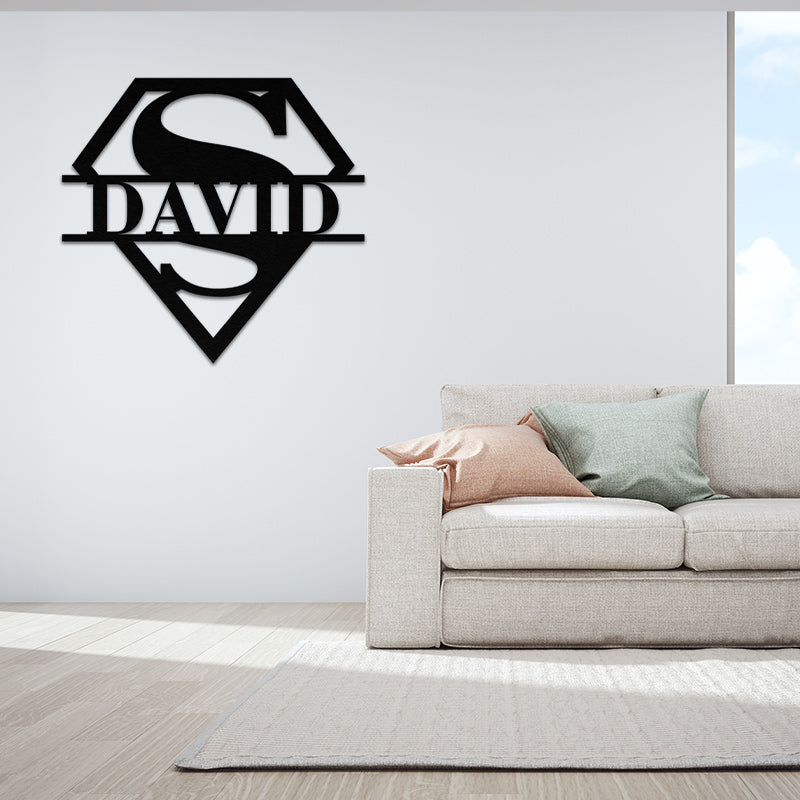 Personalized Super Dad Name Metal Sign for Dad Gift