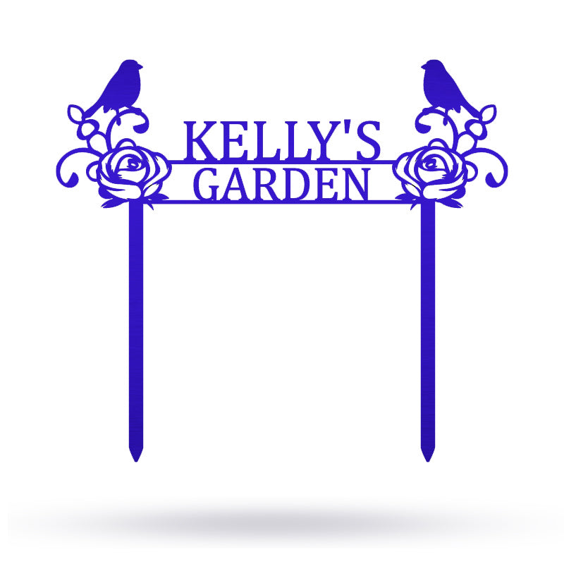 Personalized Flower Bird Name Metal Garden Sign