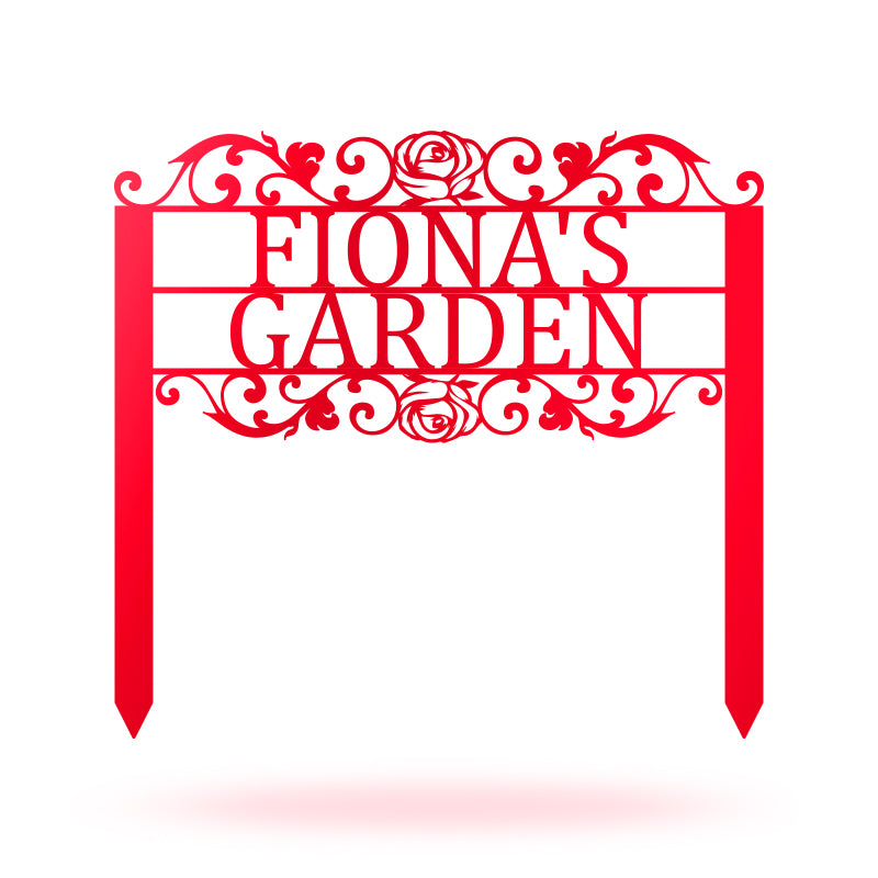 Personalized Name Metal Garden Sign with Stake