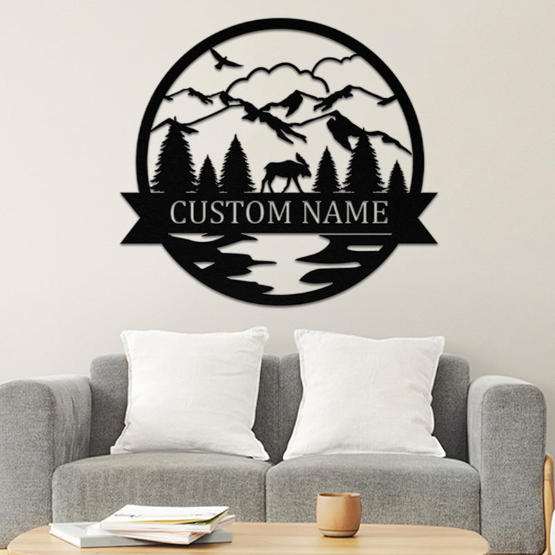 Custom Outdoor Elk Hunting Monogramn Metal Name Sign