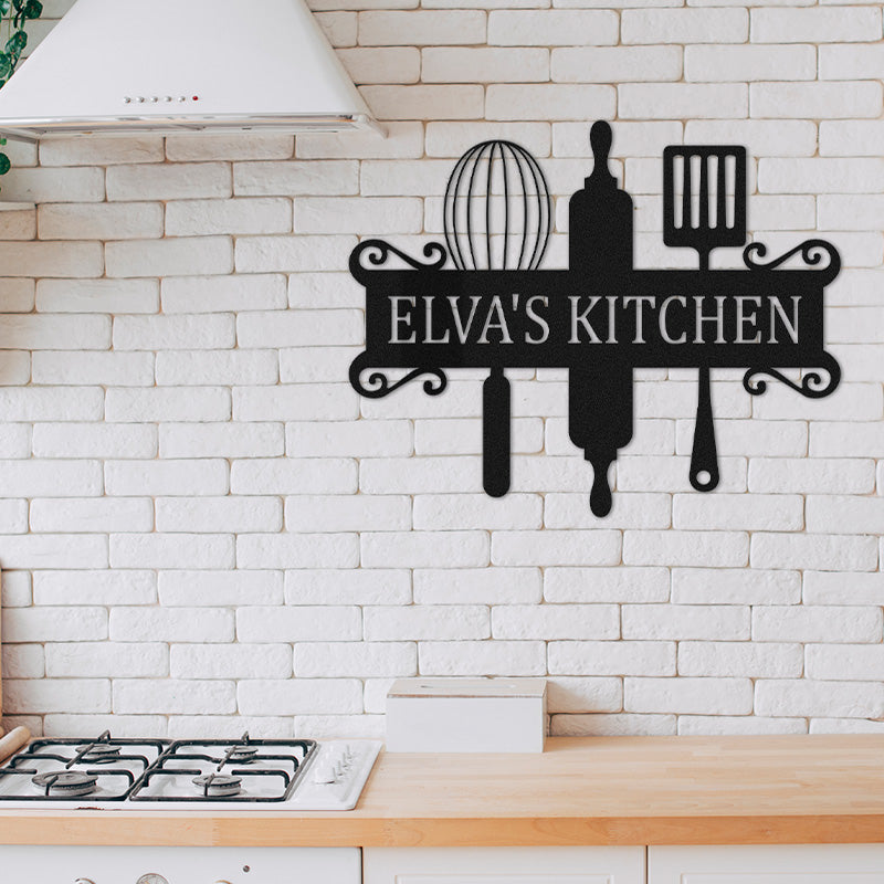 Personalized Name Kitchen Metal Monogram Sign