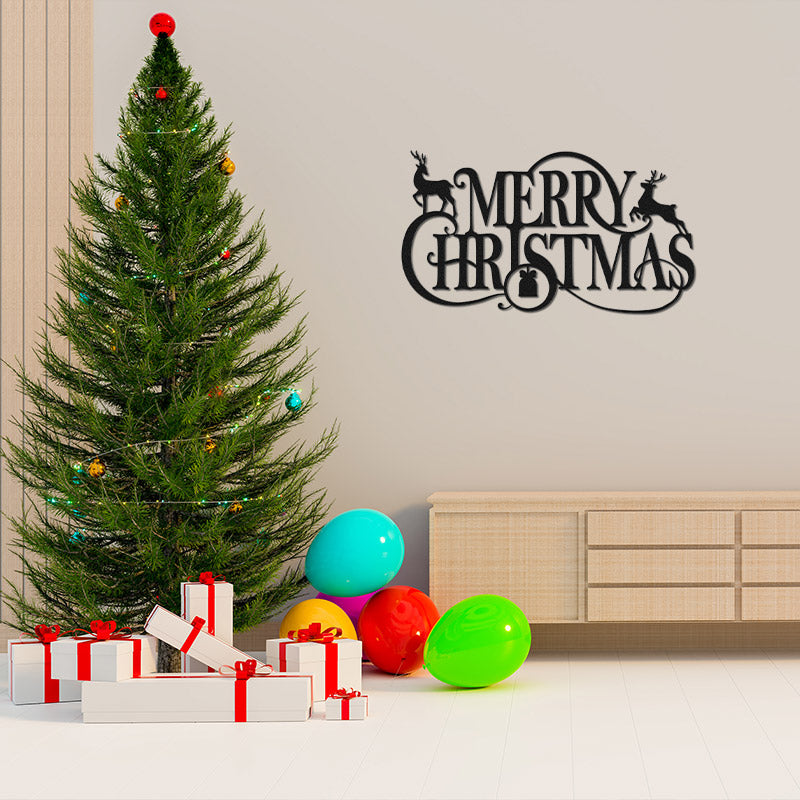 Merry Christmas Metal Wall Decor Deer Metal Sign