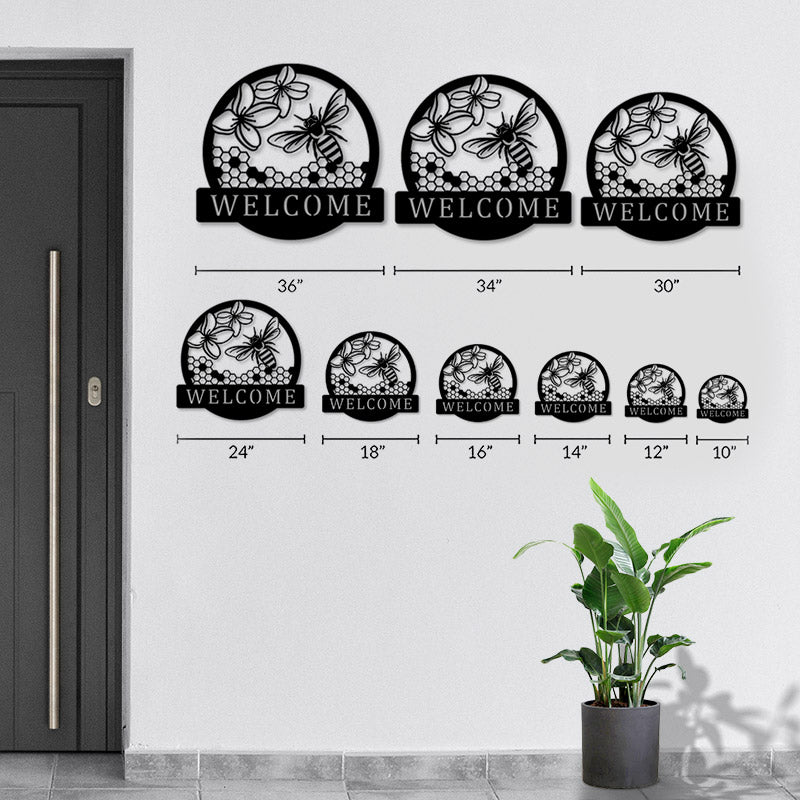 Custom Honey Bee Welcome Metal Sign for Garden Decor