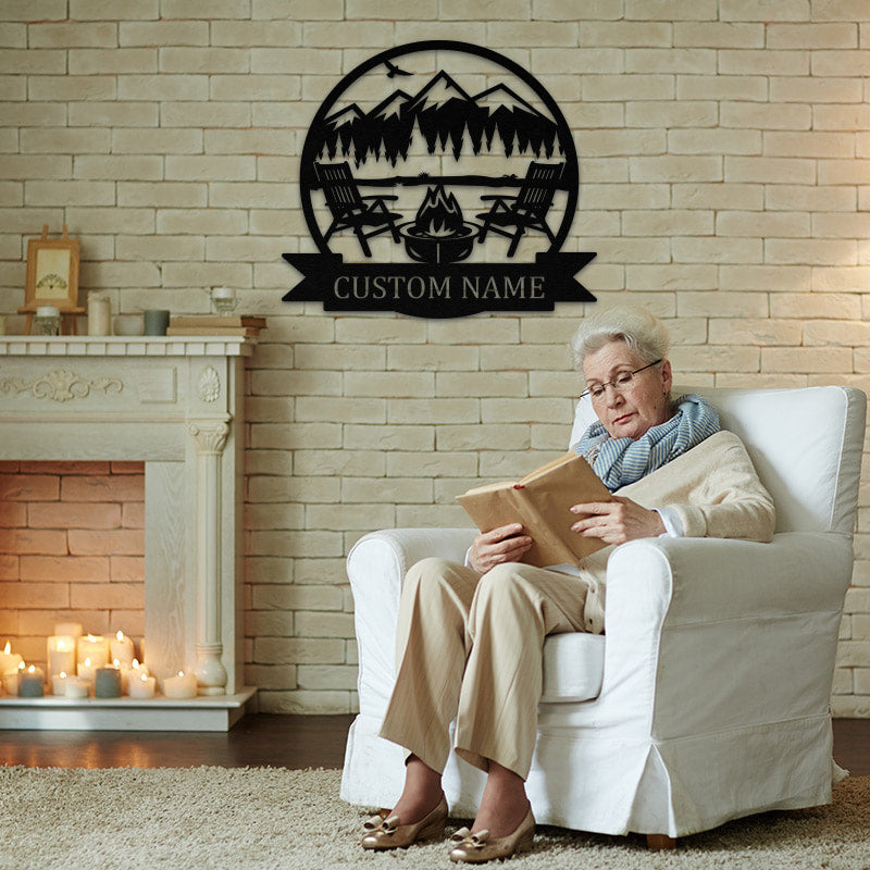 Personalized Campfire Name Metal Sign For Home Decor