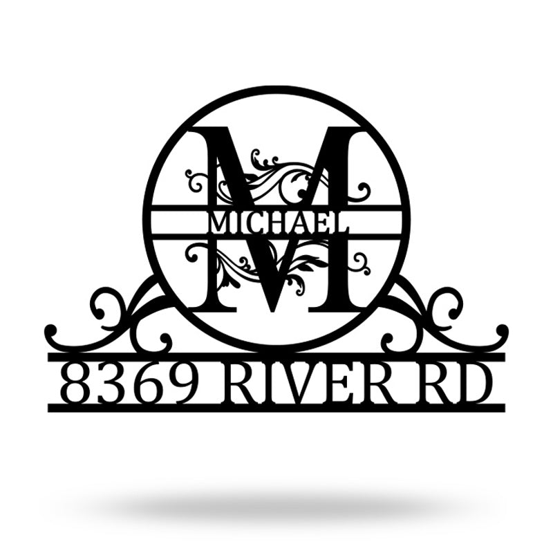 Custom Family Name Monogram Address Metal Sign House Numbers