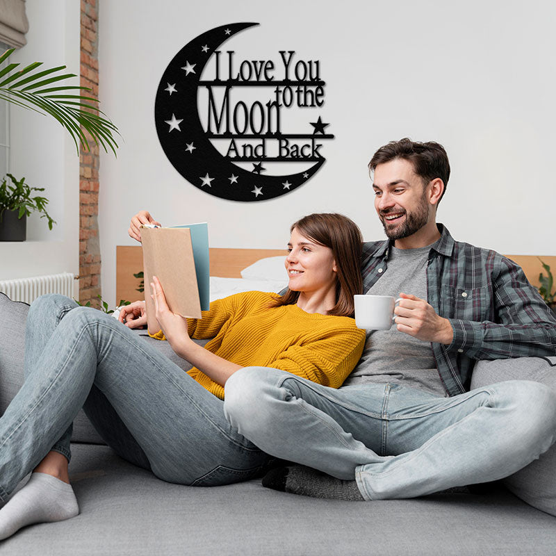 I Love You to the Moon and Back Metal Sign - Creative Metal Wall Art Decoration