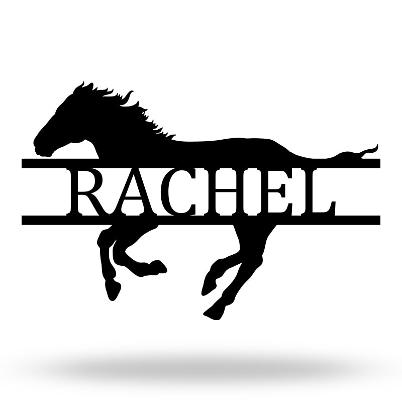 Custom Name Running Horse Metal Sign For Housewarming Gift