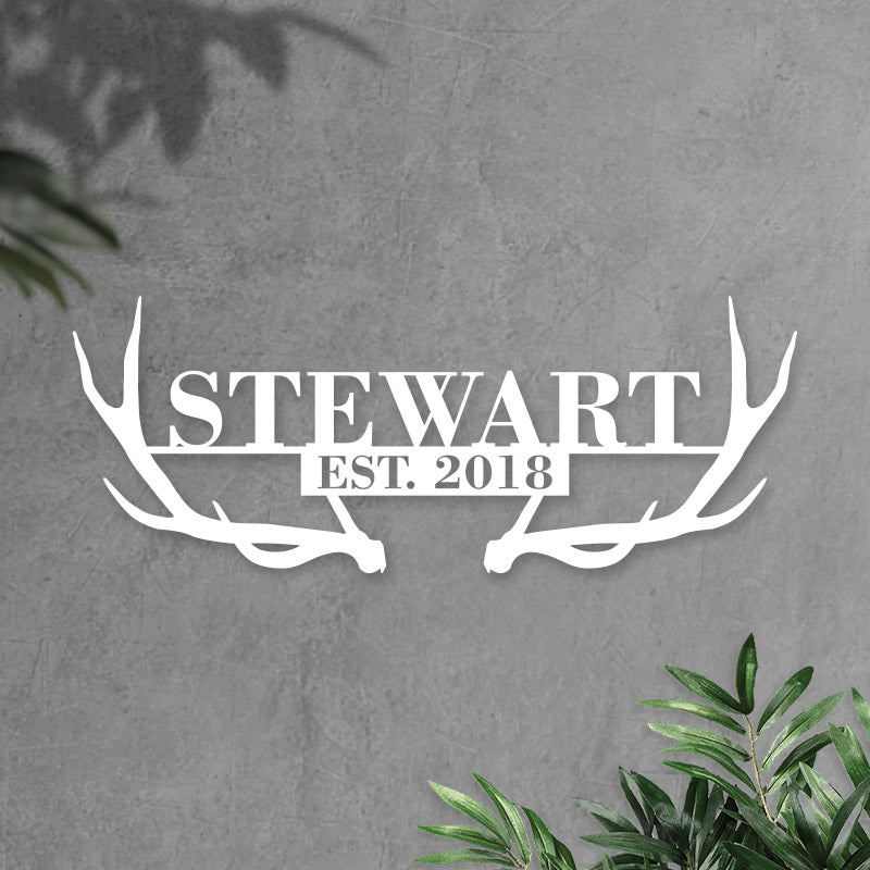 Personalized Antlers Metal Monogram Sign Wall Decor