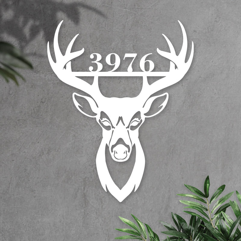 Custom Deer Head Metal Address Sign House Numbers