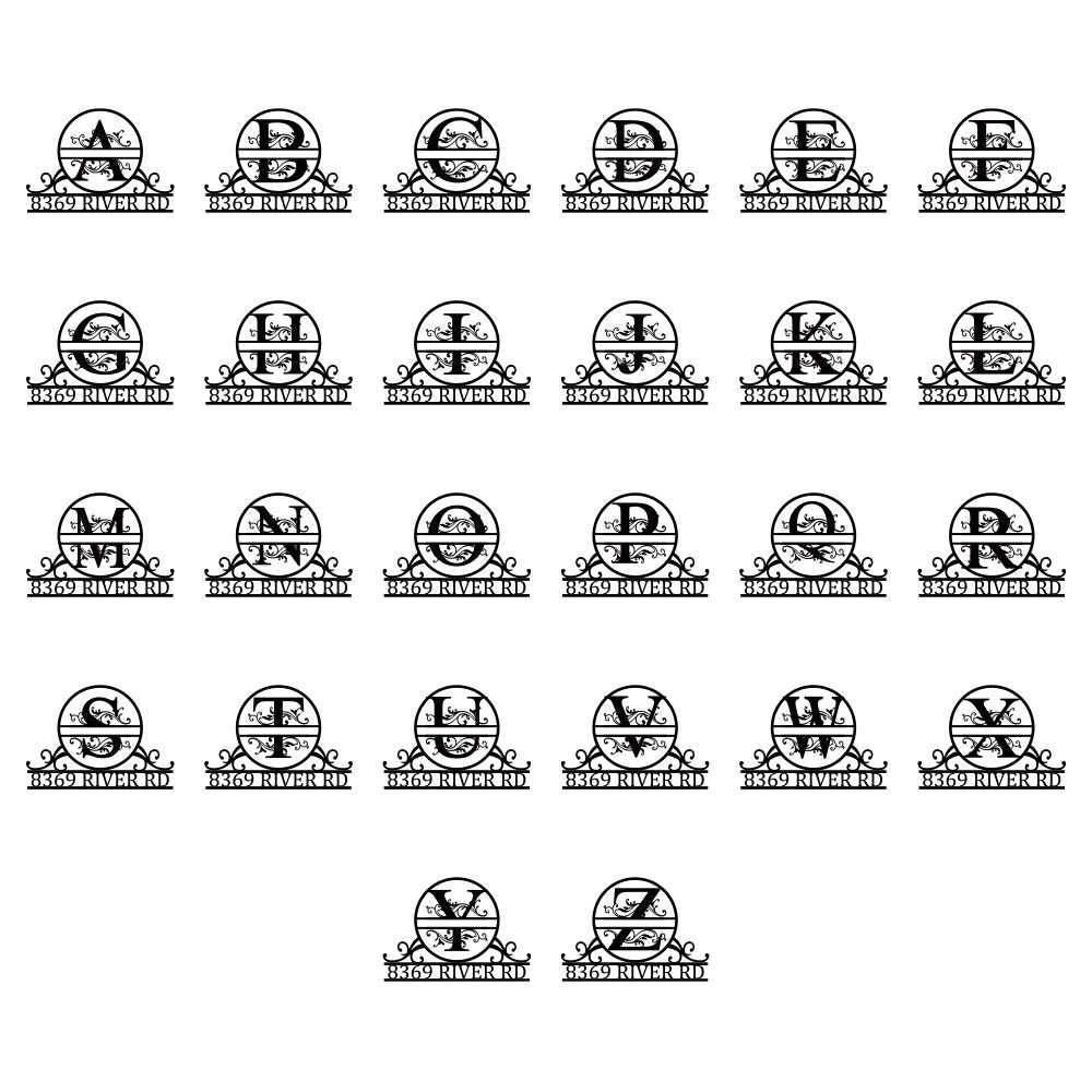 Custom Family Name Monogram Address Metal Sign House Numbers