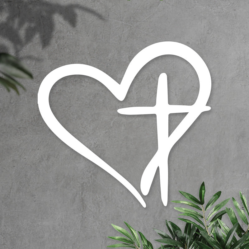 Heart Cross Metal Sign Wall Art for Your Love