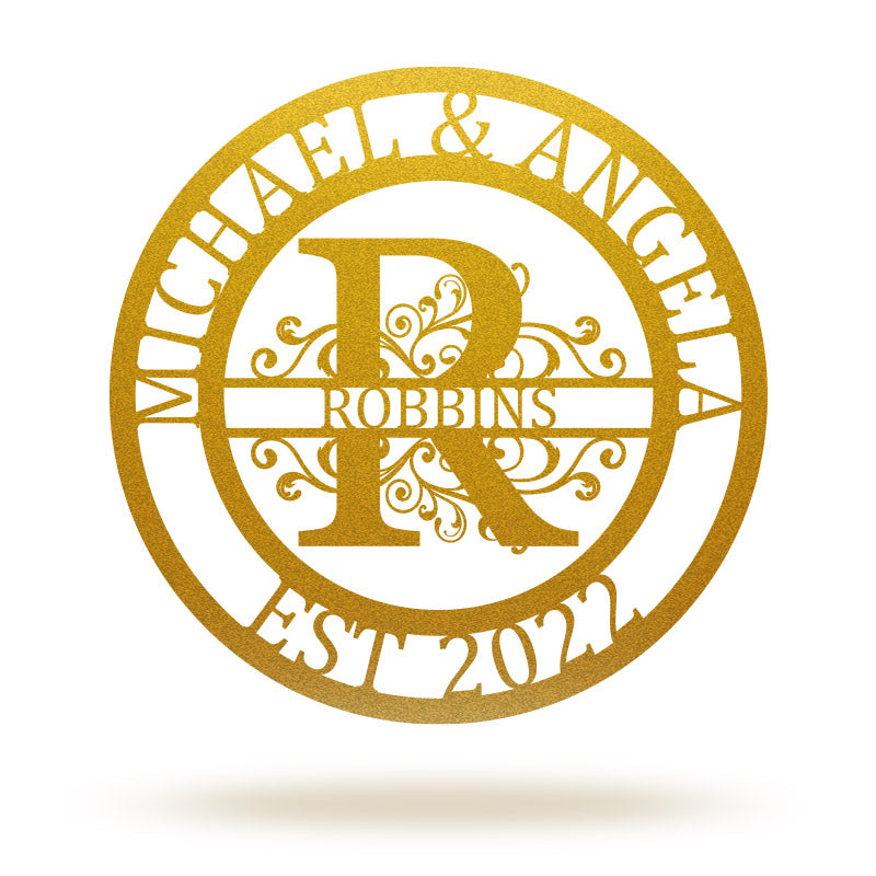 Custom Monogram Name Metal Sign for Yard Decor