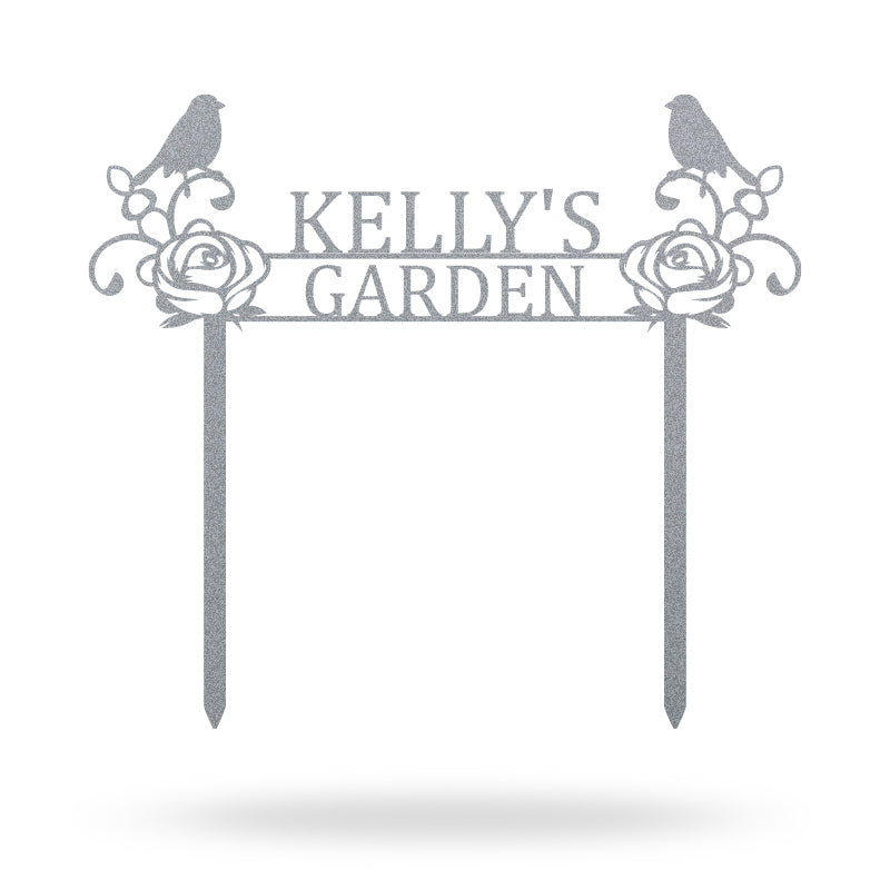Personalized Flower Bird Name Metal Garden Sign