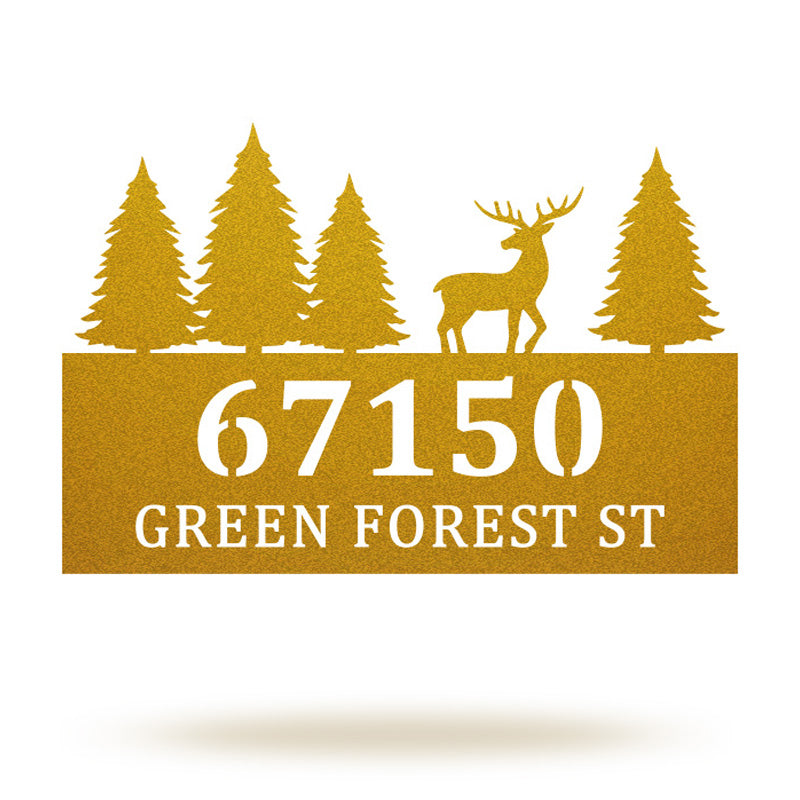Personalized Deer Metal House Number Sign Address Plaque