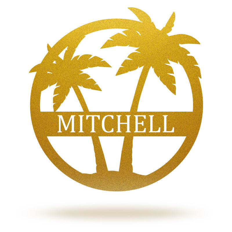 Custom Palm Trees Metal Monogram Sign For Ocean Lovers