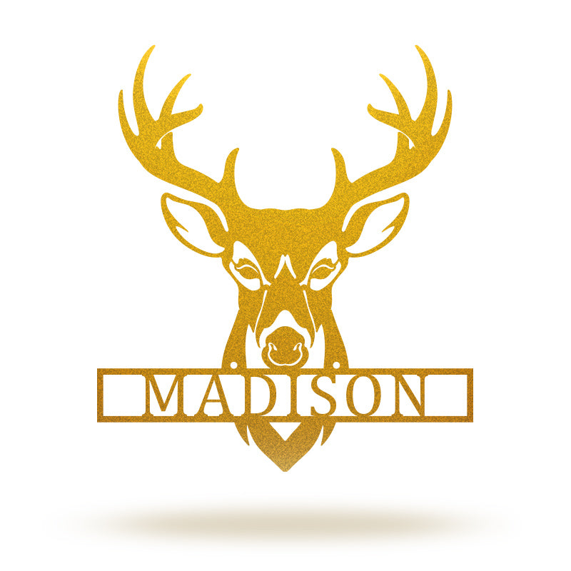 Personalized Deer Hunting Head Monogram Name Metal Sign