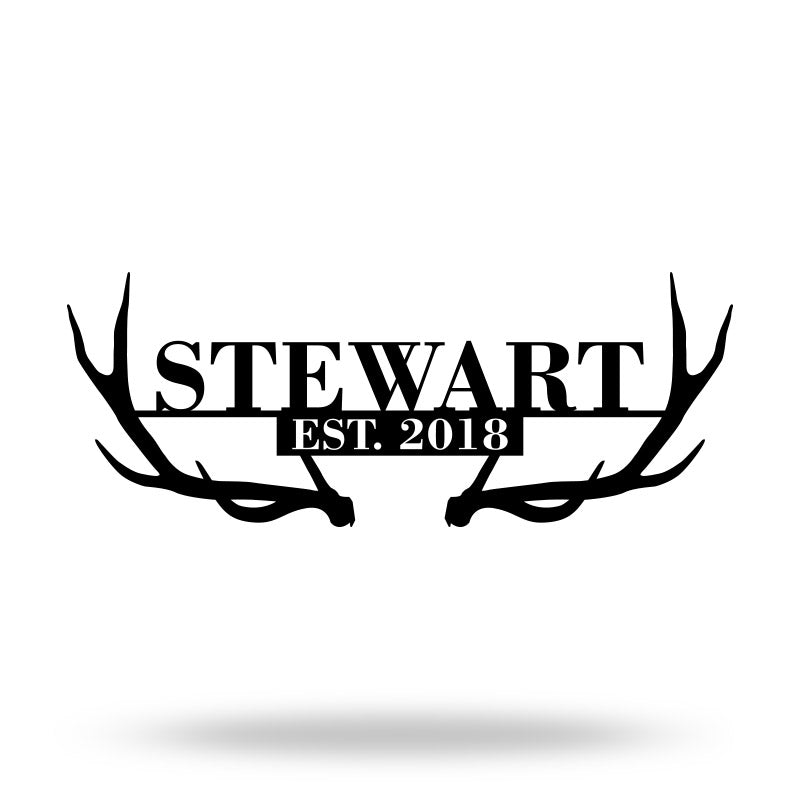 Personalized Antlers Metal Monogram Sign Wall Decor