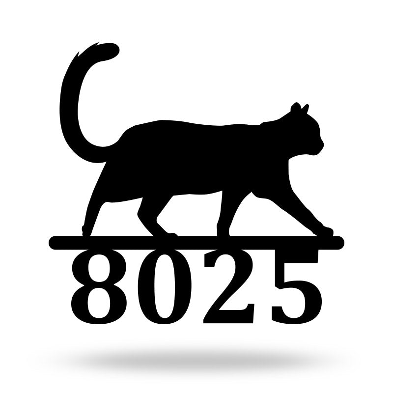 Custom Outdoor Cat Metal Address Sign House Number