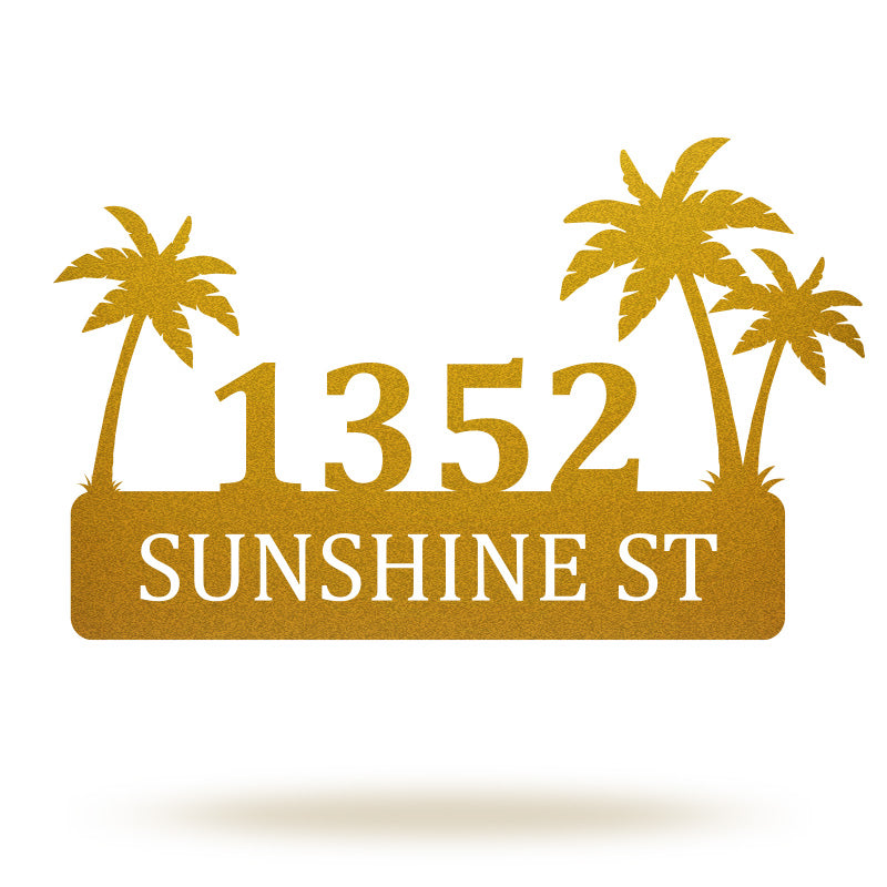 Custom Palm Tree Metal Address Sign House Numbers Plaque