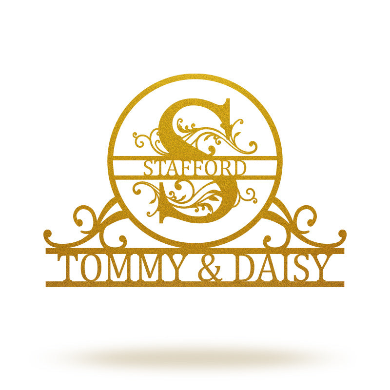 Custom Family Name Metal Monogram Sign For Wedding Gift