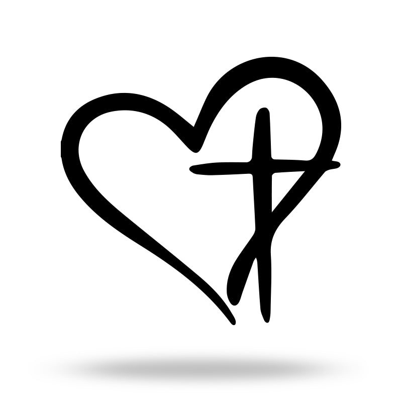 Heart Cross Metal Sign Wall Art for Your Love