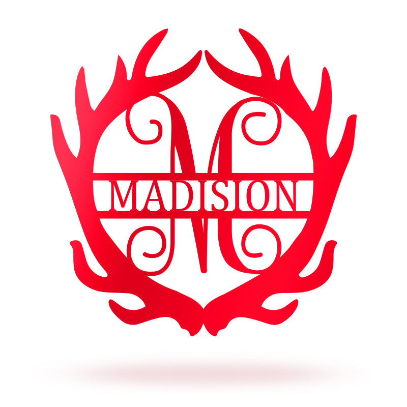 Custom Deer Antler Monogram Name Metal Sign For Living Room Decor