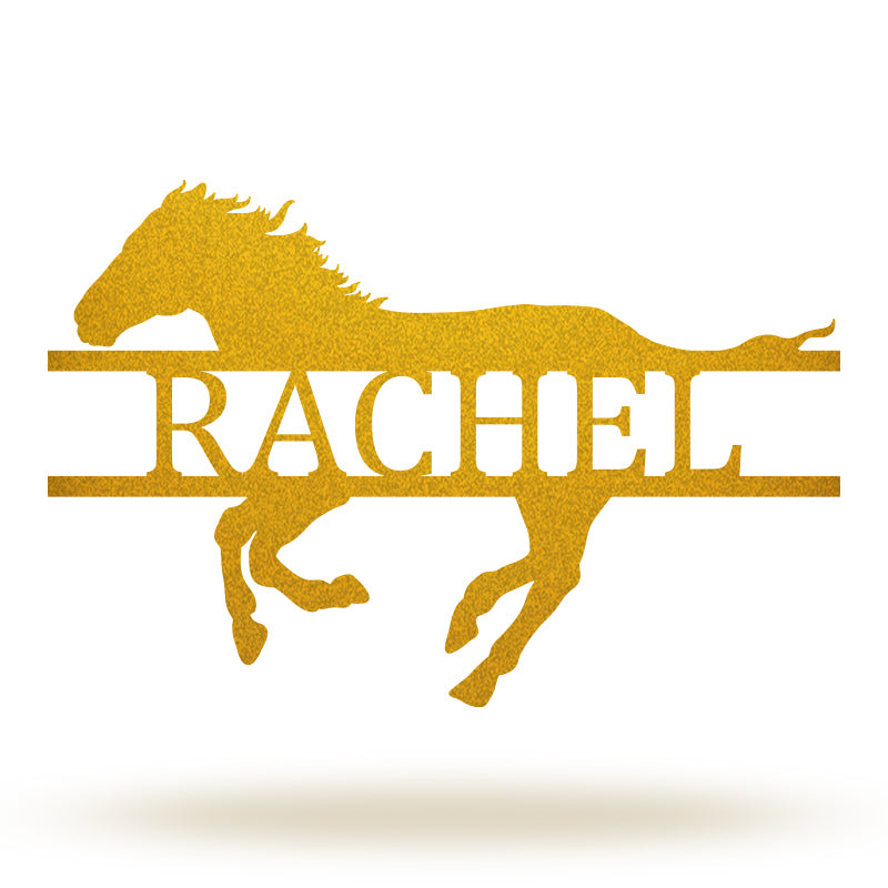 Custom Name Running Horse Metal Sign For Housewarming Gift