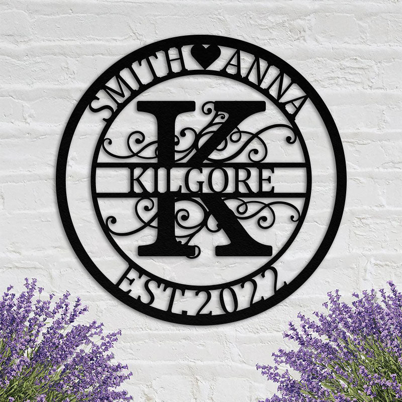 Custom Split Letter Monogram Metal Sign For Wedding Gift