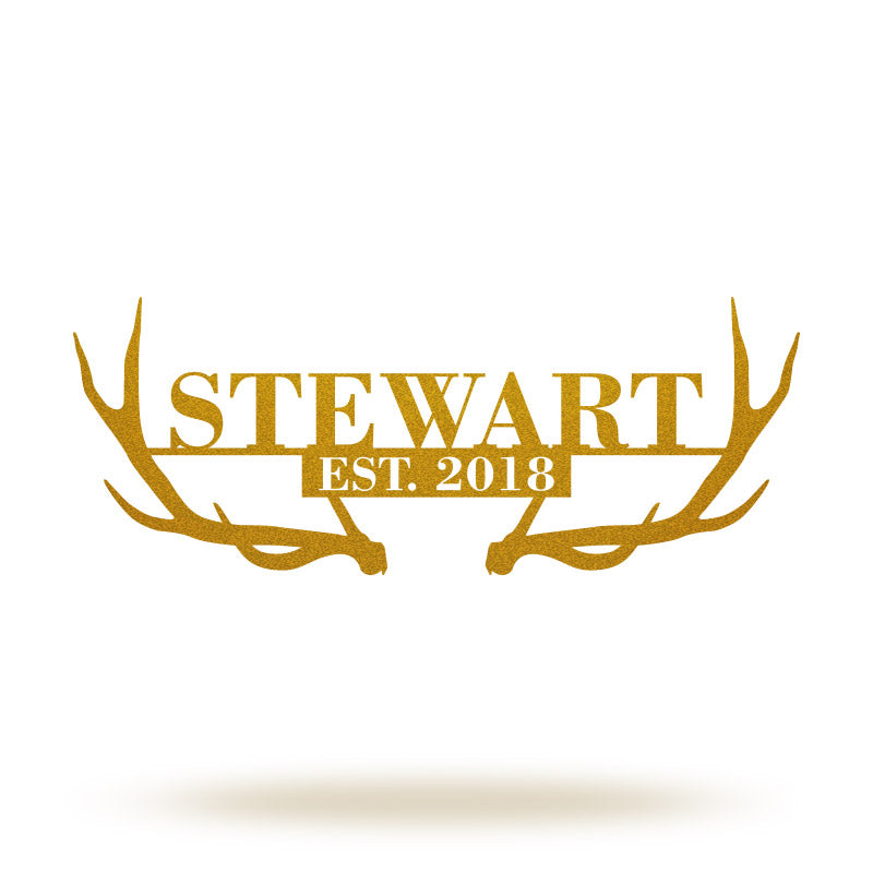 Personalized Antlers Metal Monogram Sign Wall Decor