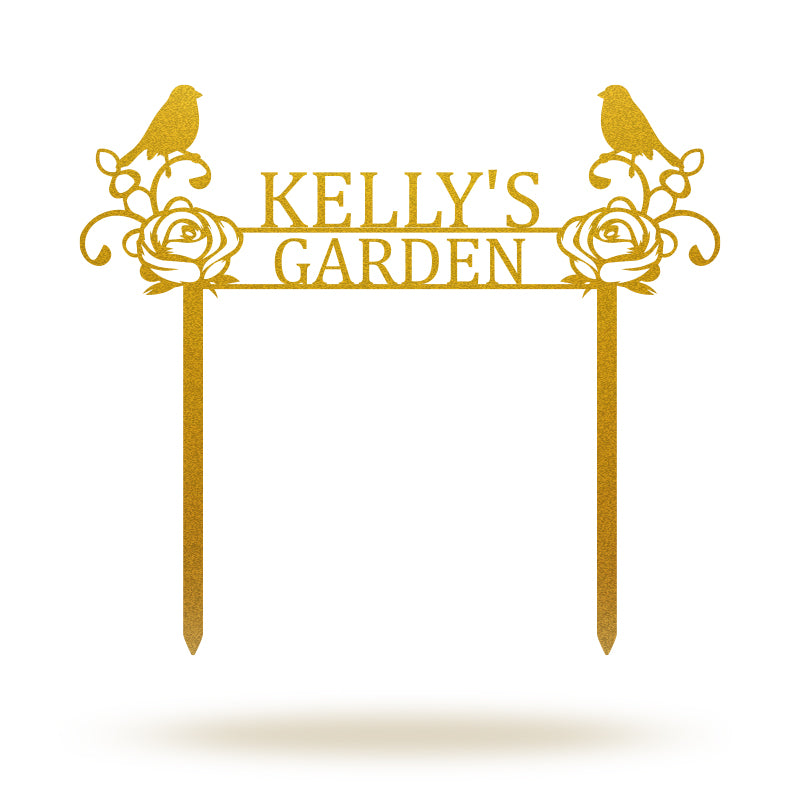 Personalized Flower Bird Name Metal Garden Sign