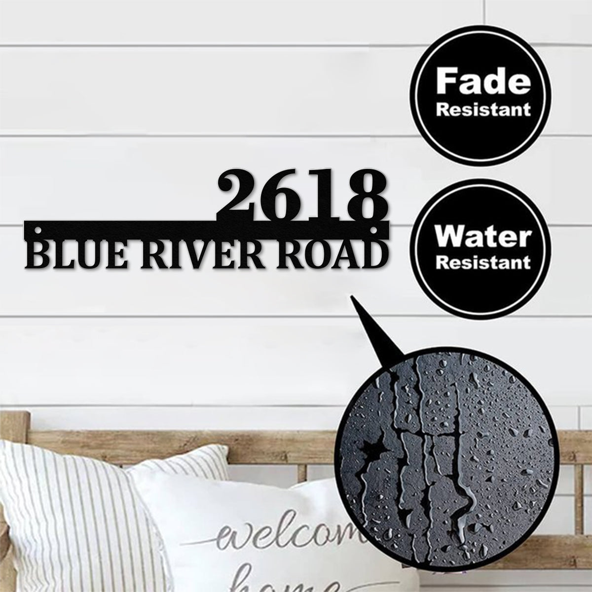 Custom Address Metal Sign House Numbers for Home &amp; Garden