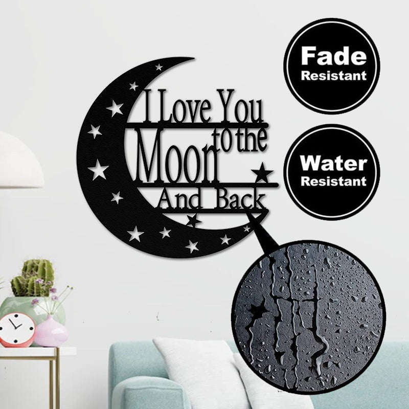 I Love You to the Moon and Back Metal Sign - Creative Metal Wall Art Decoration