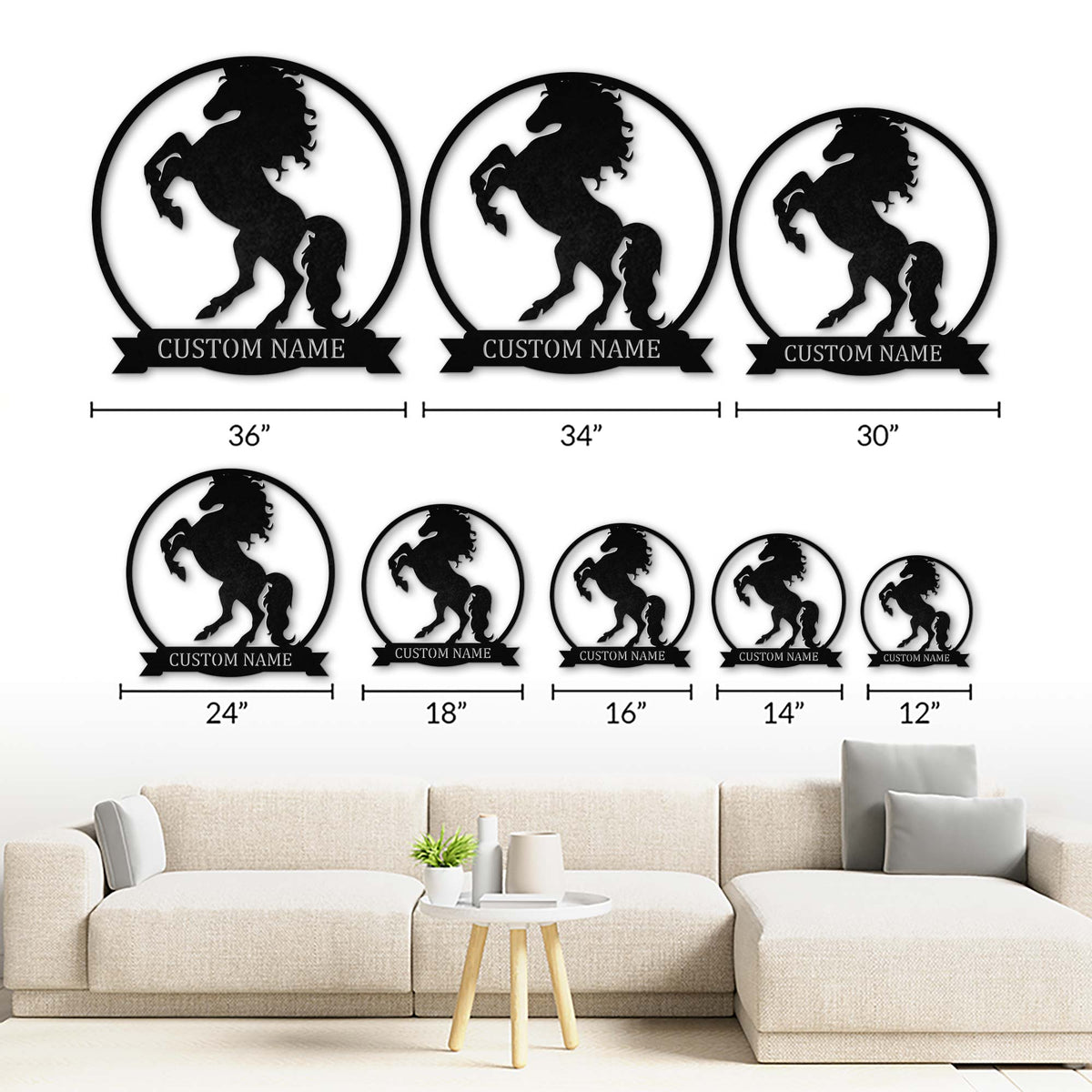 Custom Family Name Metal Horse Sign For Yard &amp; Garden Decor